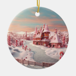 Ornamento De Cerâmica Fantasy Gingerbird House com Candies 4