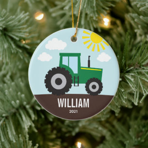 Ornamento De Cerâmica Farm Tractor Kids Ceramic Ornament