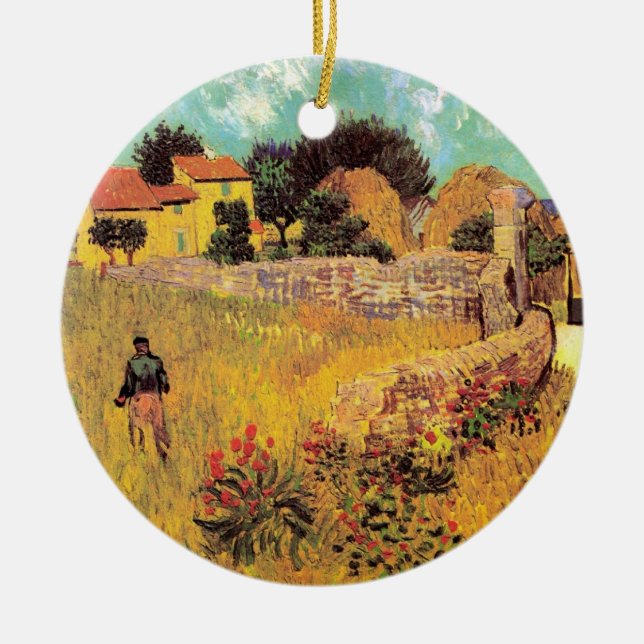 Ornamento De Cerâmica Farmhouse in Provence por Vincent van Gogh (Frente)
