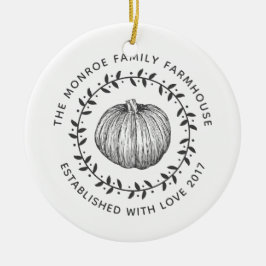 Ornamento De Cerâmica Farmhouse Style Pumpkin Wreath Family Foto