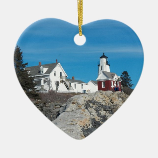 Ornamento De Cerâmica Farol 24 de Pemaquid (Frente)