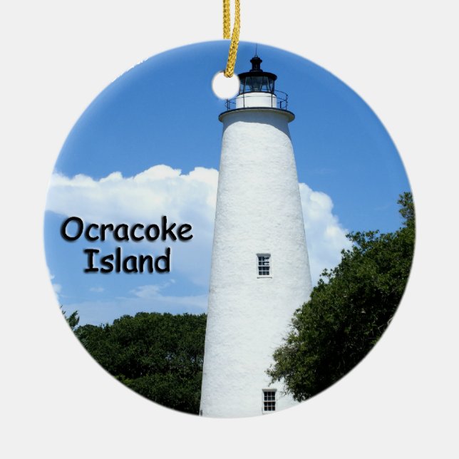 Ornamento De Cerâmica Farol da ilha de Ocracoke (Frente)