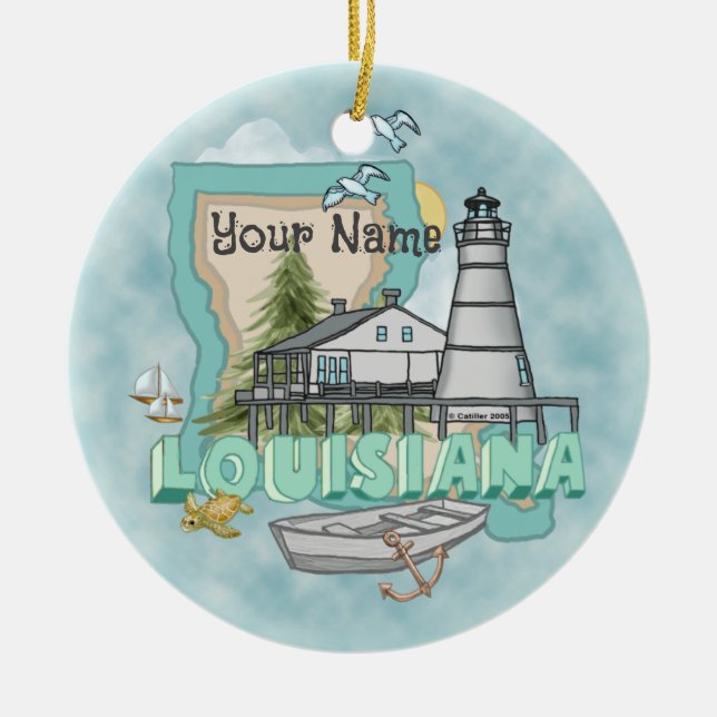 Ornamento De Cerâmica Farol da Louisiana  (Frente)