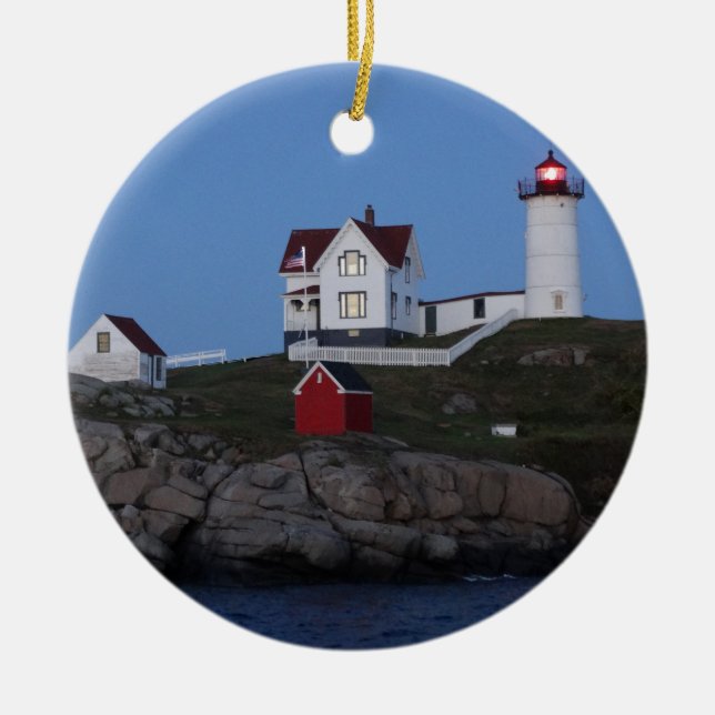 Ornamento De Cerâmica Farol de bolhas à noite (Frente)