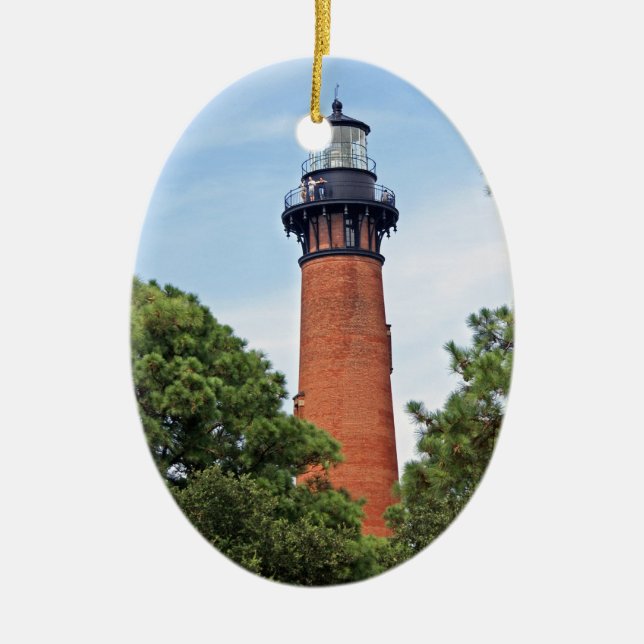 Ornamento De Cerâmica Farol de Currituck (Frente)