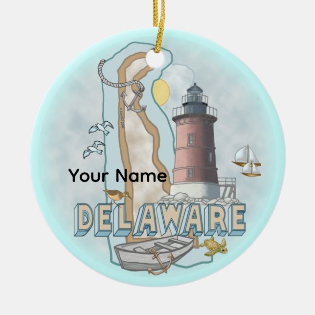 Ornamento De Cerâmica Farol de Delaware (Frente)