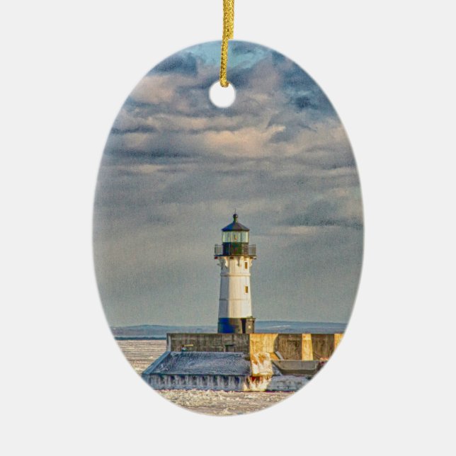 Ornamento De Cerâmica Farol de Duluth Harbor North Breakwater (Frente)