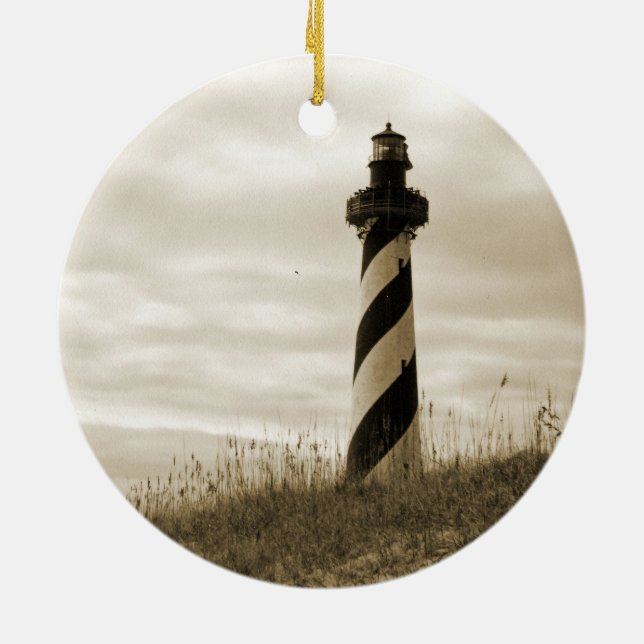 Ornamento De Cerâmica Farol de Hatteras do cabo (Traseira)