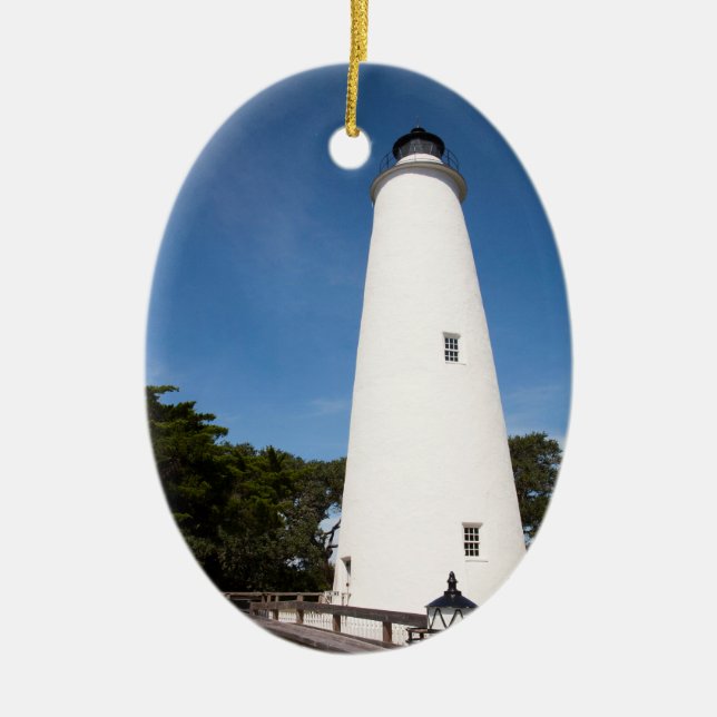 Ornamento De Cerâmica Farol de Ocracoke Island (Frente)