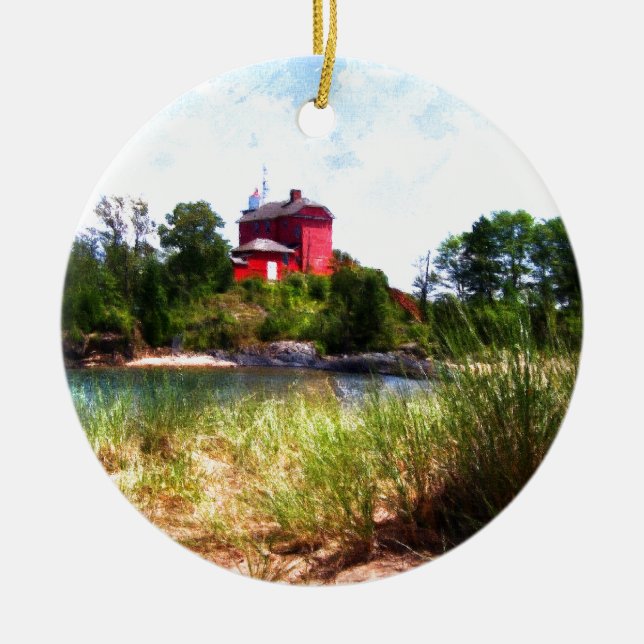Ornamento De Cerâmica Farol de Verão (Frente)