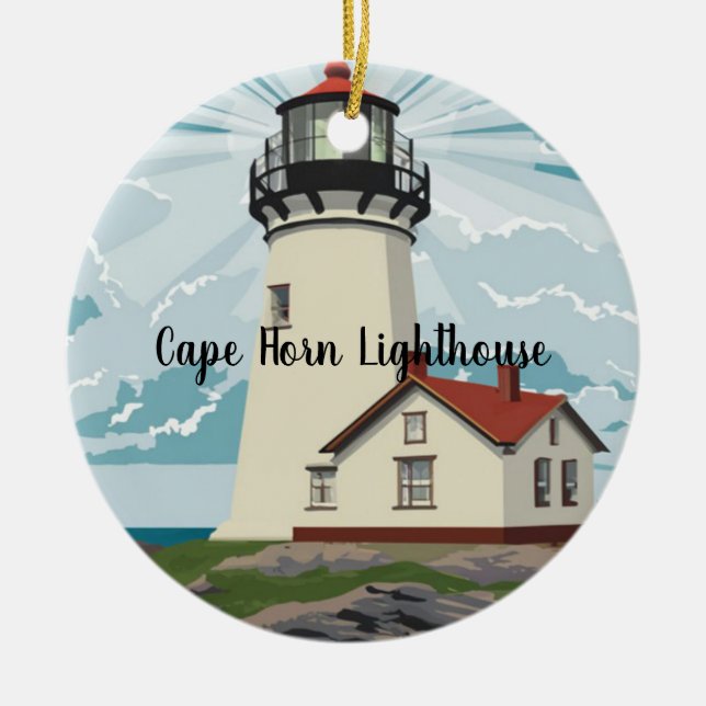 Ornamento De Cerâmica Farol do Cabo Horn, Chile (Frente)