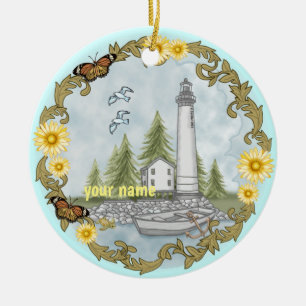 Ornamento De Cerâmica Farol Floral Alabama