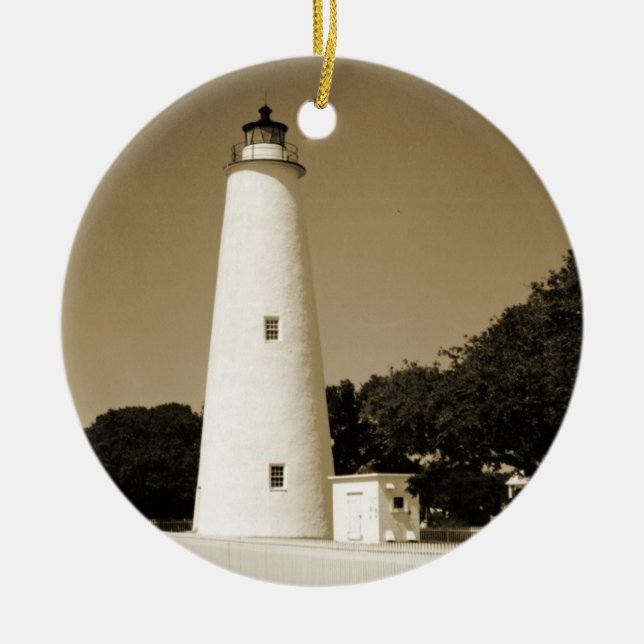 Ornamento De Cerâmica Farol Ocracoke (Frente)