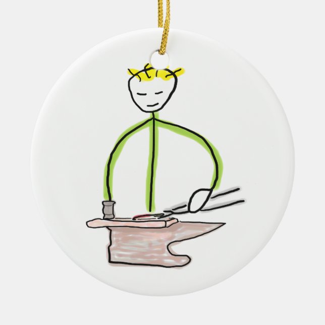 Ornamento De Cerâmica Farrier Stickman (Frente)