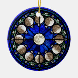 Ornamento De Cerâmica Fases da Lua Círculo de Vidro Colorido