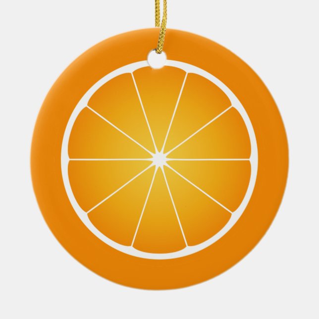 Ornamento De Cerâmica Fatia de fruta de cor laranja legal (Frente)