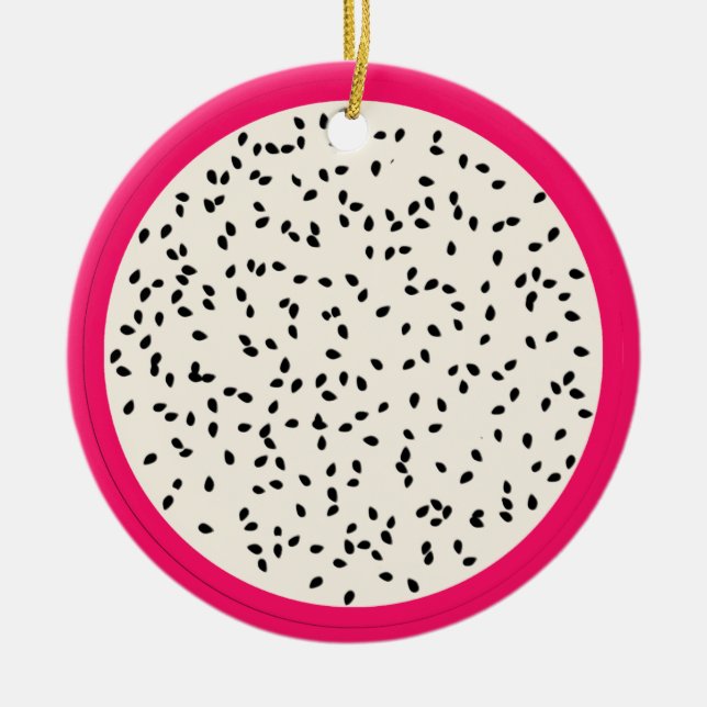 Ornamento De Cerâmica Fatia de Fruta Estilizada de Dragões/Fruta de Drag (Frente)