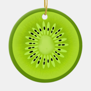 Ornamento De Cerâmica Fatia de Fruta Estilizada de Kiwi