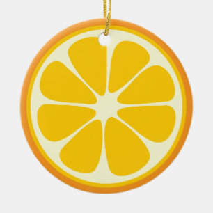 Ornamento De Cerâmica Fatia de Fruta Tropical de Citrinos de Laranja Sua