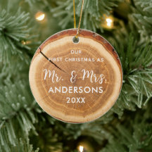 Fatia Rústica De Madeira Primeiro Natal Casado Pri