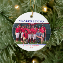 Ornamento De Cerâmica Fatos da Equipe de Beisebol de Cooperstown NY Foto