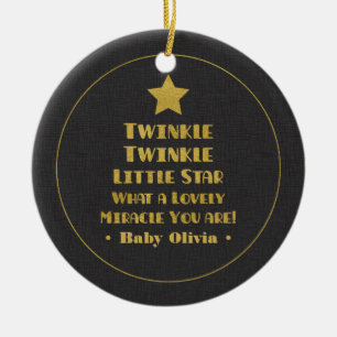 Ornamento De Cerâmica Faux Dourado Twinkle Twinkle Little Star Nursery
