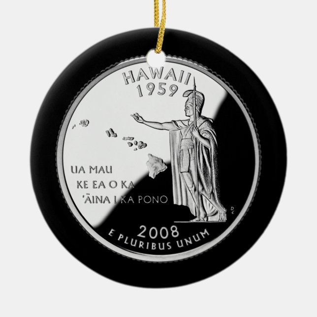 Ornamento De Cerâmica Faux Hawaii State Quarter (Frente)