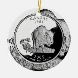 Ornamento De Cerâmica Faux Kansas State Quarter