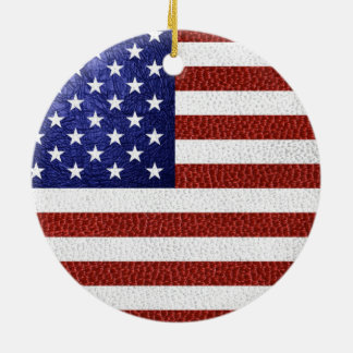 Ornamento De Cerâmica Faux Red White Blue Leather USA Flag