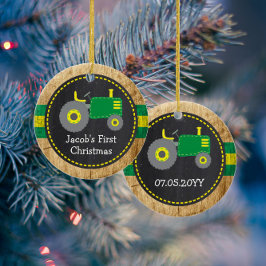 Ornamento De Cerâmica Faux Wood Faux no 1º Natal