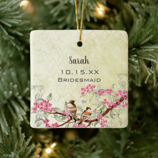 Ornamento De Cerâmica Favor de Casamento de Madrinha de casamento de Ave (Árvore)
