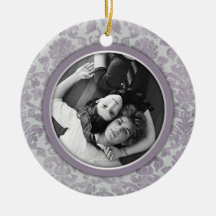 Ornamento De Cerâmica Favor do casamento tema damasco da prata da