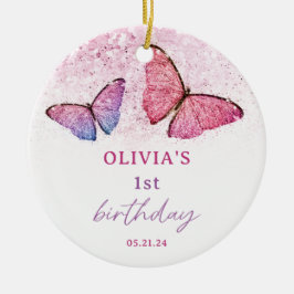 Ornamento De Cerâmica Favor do Partido do Tema da Borboleta primeiro ani