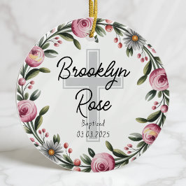 Ornamento De Cerâmica Favor personalizado do batismo de cruz