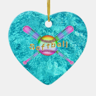 Ornamento De Cerâmica Favoritos para festas bonitos super do softball