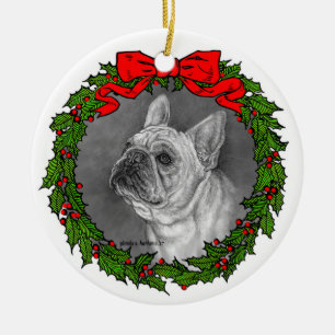 Ornamento De Cerâmica Fawn French Bulldog Art de Glenda S. Harlan