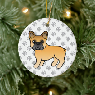 Ornamento De Cerâmica Fawn French Bulldog Cachorro de Cartoon