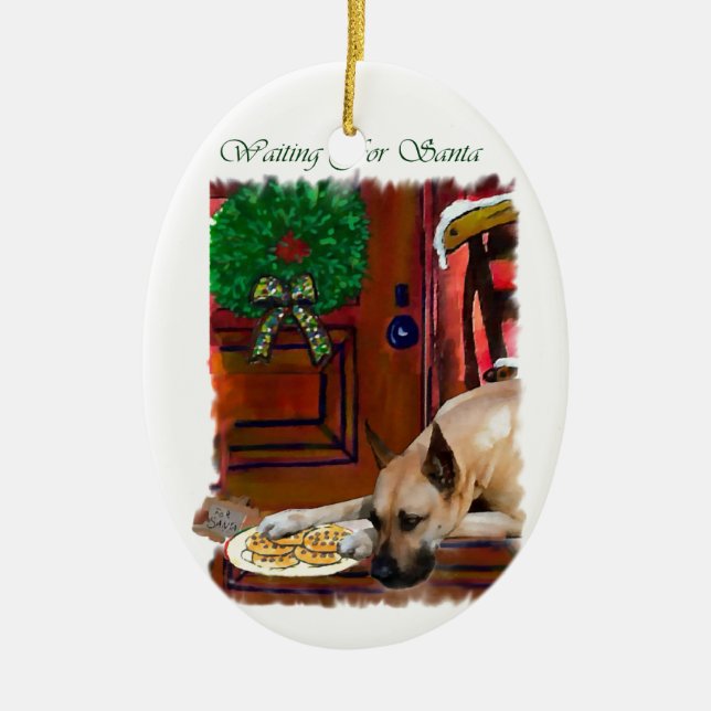 Ornamento De Cerâmica Fawn Great Dane Christmas (Frente)