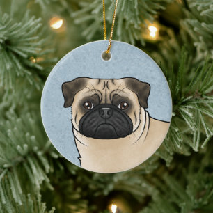Ornamento De Cerâmica Fawn Pug Mops Cão Raça Design Cachorro Cachorro Ca