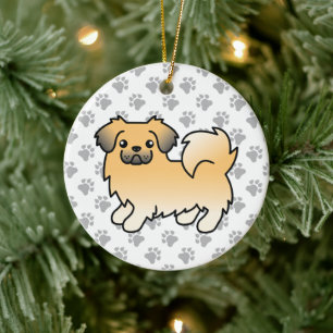 Ornamento De Cerâmica Fawn Sable Tibetan Spaniel Cute Cartoon Dog