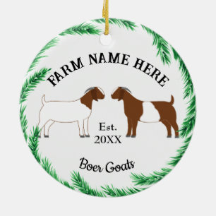 Ornamento De Cerâmica Fazenda de pínus de cabra personalizada #2