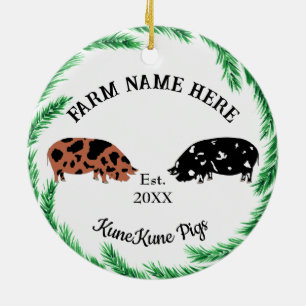 Ornamento De Cerâmica Fazenda de Suíno KuneKune personalizada: coroa #2