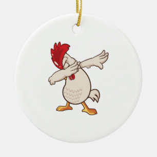 Ornamento De Cerâmica Fazendeiro Dabbing de Frango Dança Dab