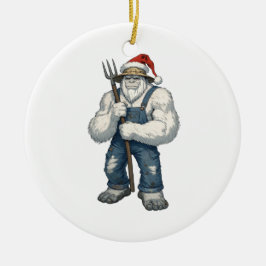 Ornamento De Cerâmica Fazendeiro do Yeti Abominável Snowman Natal Engraç