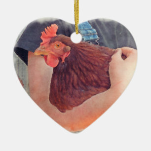 Ornamento De Cerâmica Fazendeiro que abraça o estilo pintado galinha