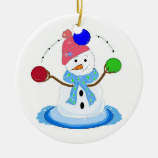 Ornamento De Cerâmica Fazendo malabarismo com Snowman
