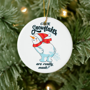 Ornamento De Cerâmica Fazendo Snowman Fartar Como Os Flocos De Neve São