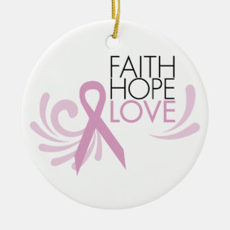 Ornamento De Cerâmica Fé, esperança, amor - apoio ao cancer de mama