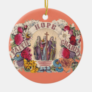 Ornamento De Cerâmica Fé, esperança e caridade virtudes teológicas