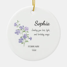 Ornamento De Cerâmica February Violet Personalized Birthday